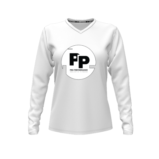 [FTLVCFWH-FYXS-LOGO2] Comfort T-Shirt (Female Youth XS, White, V Neck, Logo 2, Long Sleeve)