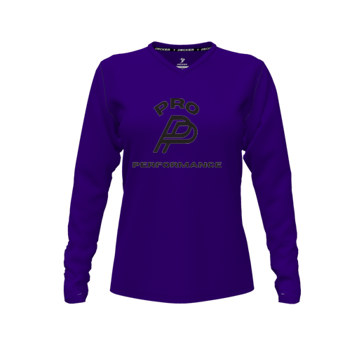 [FTLVCFPP-FYXS-LOGO1] Decker Comfort T-Shirt (Female Youth XS, Purple, V Neck, Logo 1, Long Sleeve)