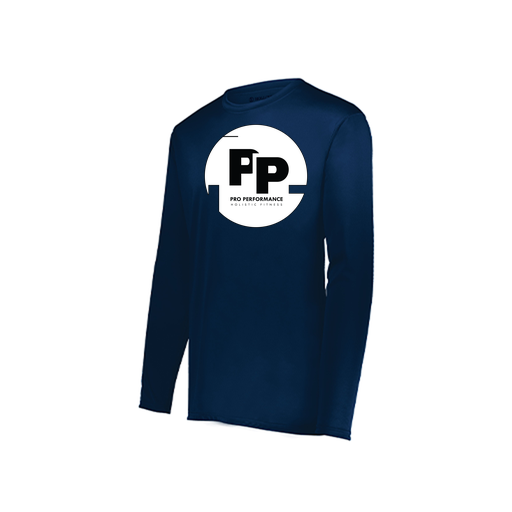 [222823.065.S-LOGO2] Youth LS Smooth Sport Shirt (Youth S, Navy, Logo 2)