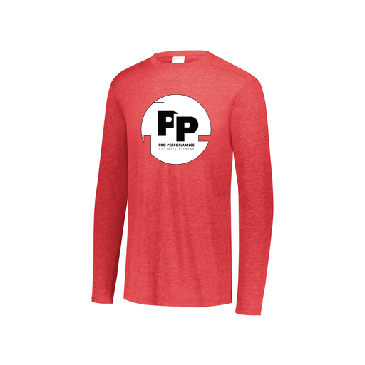 [FTLCUBRD-YS-LOGO2] Decker Youth Tri-Blend T-Shirt - Long Sleeve (Youth S, Red, Logo 2)