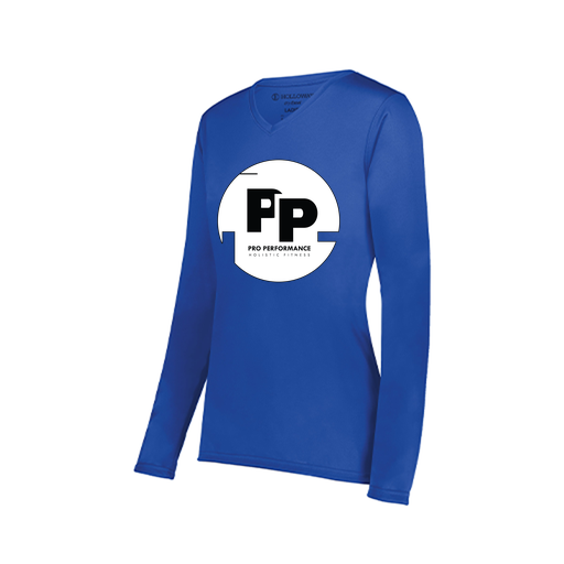 [222824.060.S-LOGO2] Ladies LS Smooth Sport Shirt (Female Adult S, Royal, Logo 2)