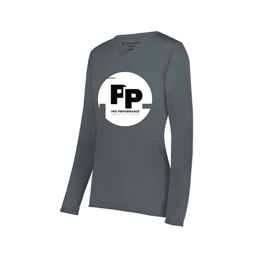 [222824.059.S-LOGO2] Ladies LS Smooth Sport Shirt (Female Adult S, Gray, Logo 2)