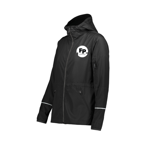 [229782.080.XS-LOGO2] Ladies Packable Full Zip Jacket (Female Adult XS, Black, Logo 2)