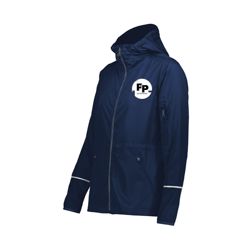 [229782.065.XS-LOGO2] Ladies Packable Full Zip Jacket (Female Adult XS, Navy, Logo 2)